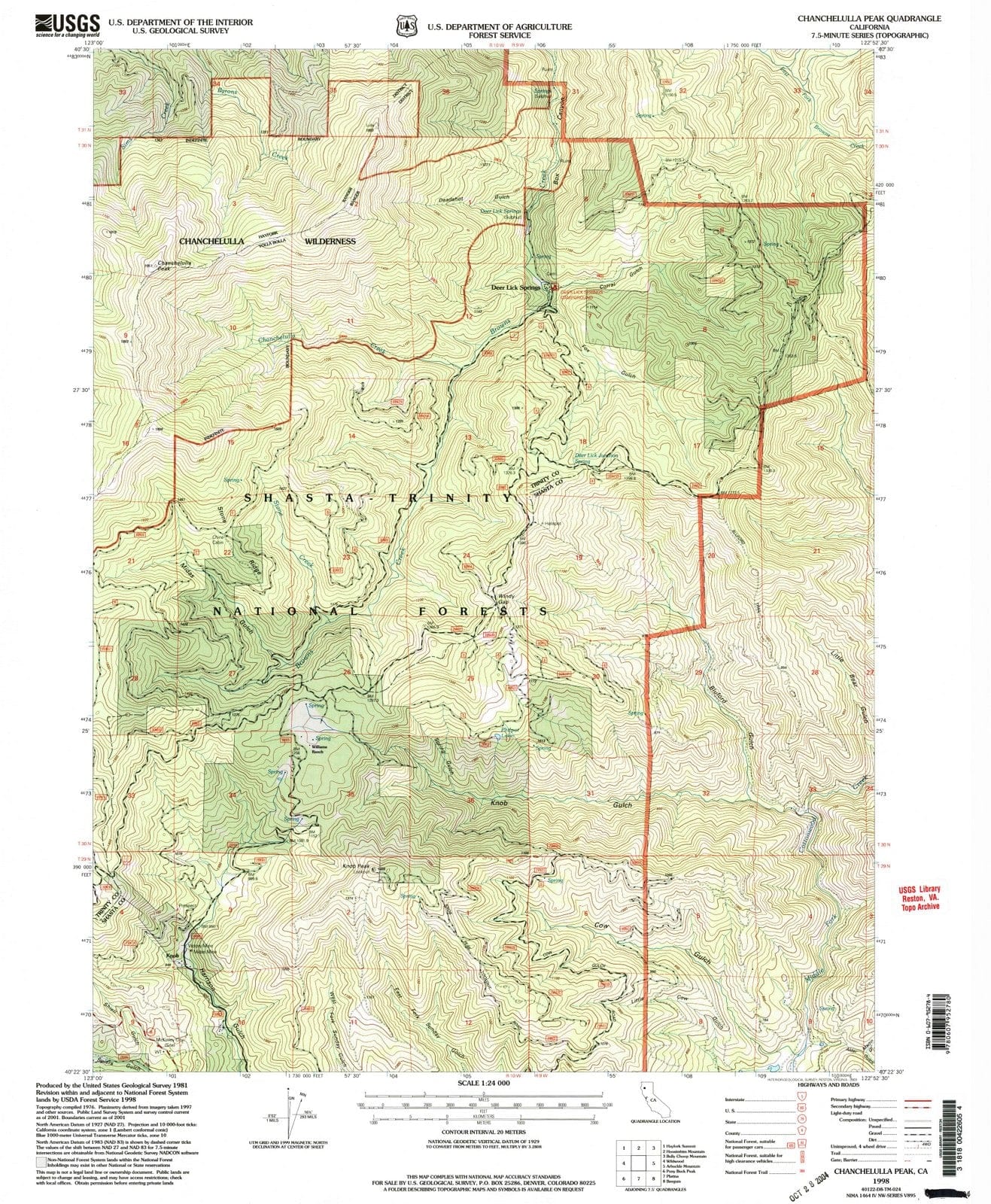 1998 Chanchelulla Peak, CA - California - USGS Topographic Map