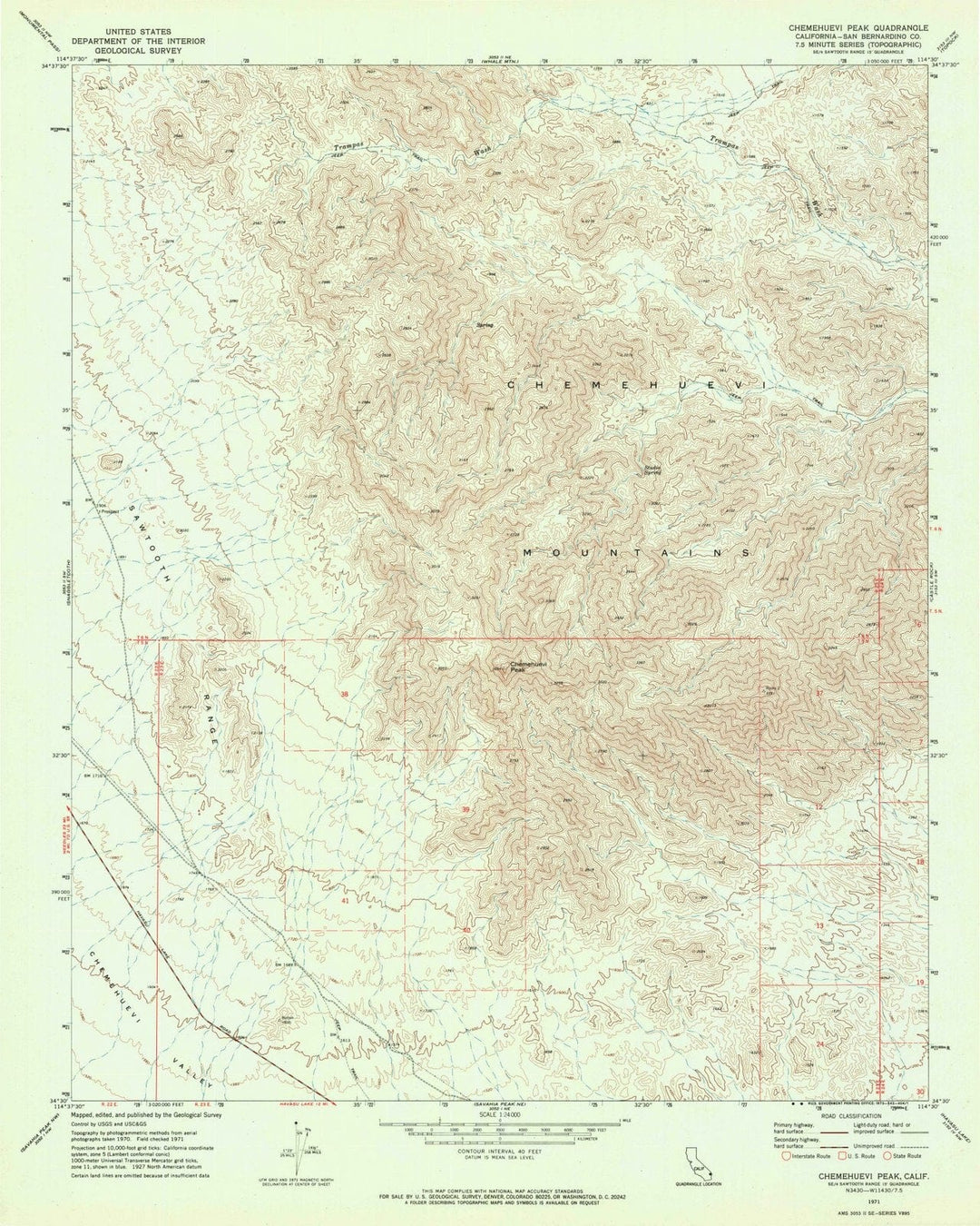 1971 Chemehuevi Peak, CA - California - USGS Topographic Map