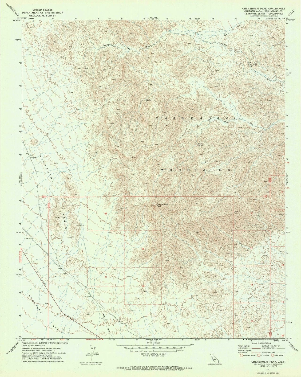 1971 Chemehuevi Peak, CA - California - USGS Topographic Map