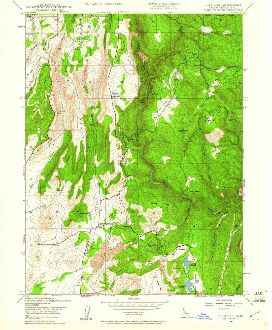 1947 Cherokee, CA - California - USGS Topographic Map