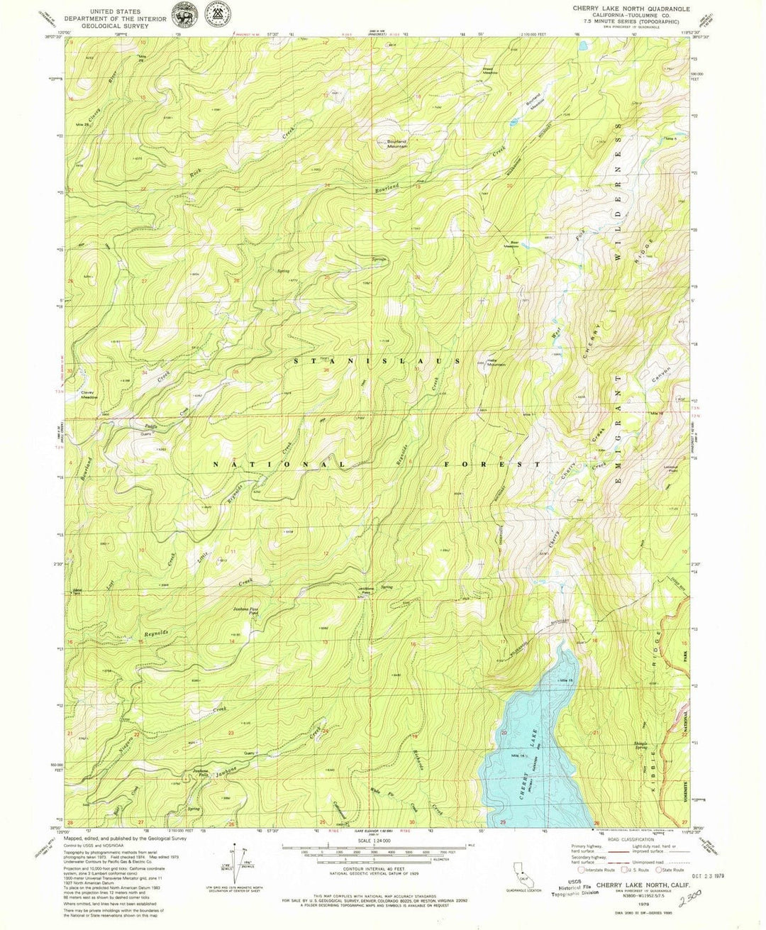 1979 Cherry Lake North, CA - California - USGS Topographic Map