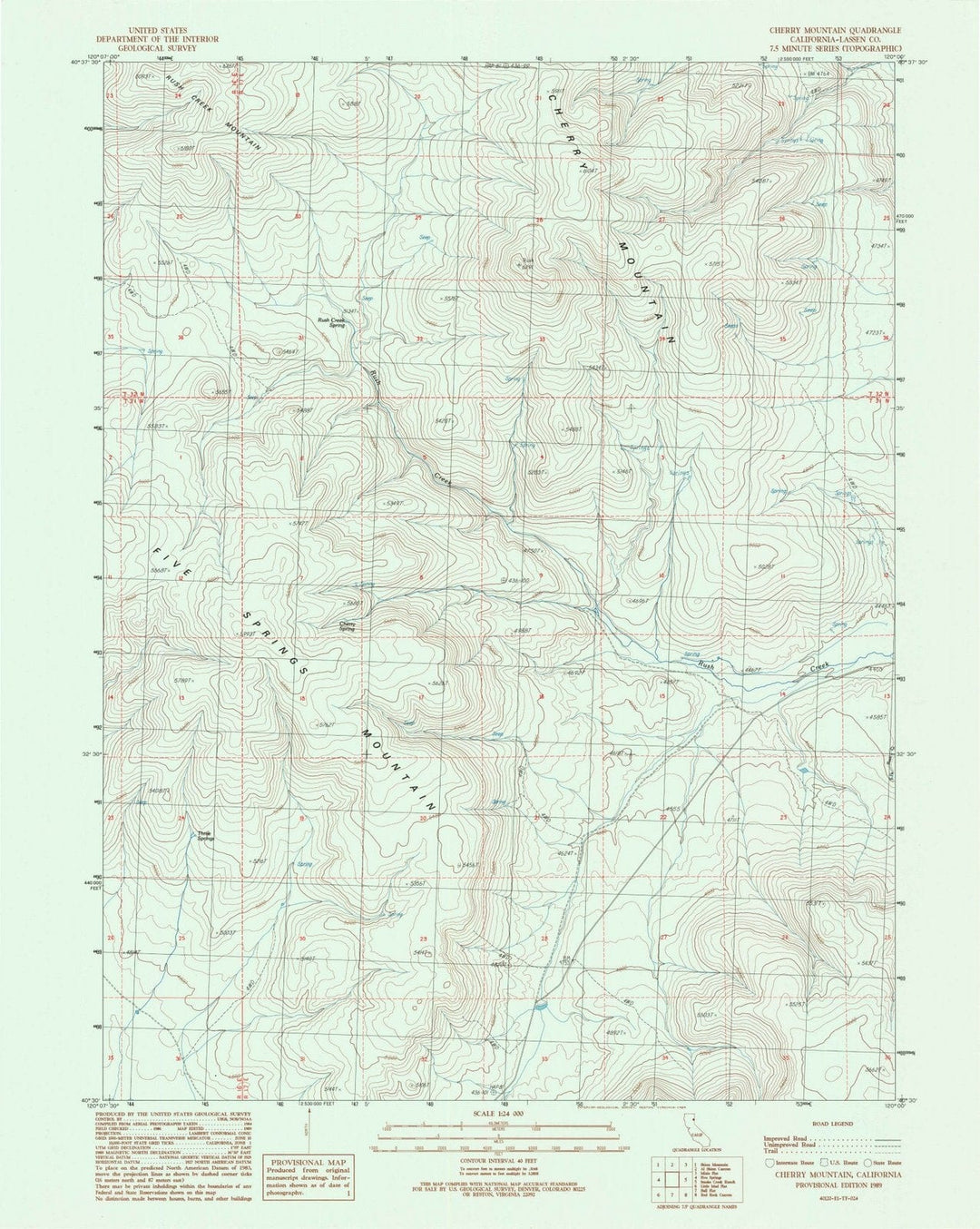 1989 Cherry Mountain, CA - California - USGS Topographic Map