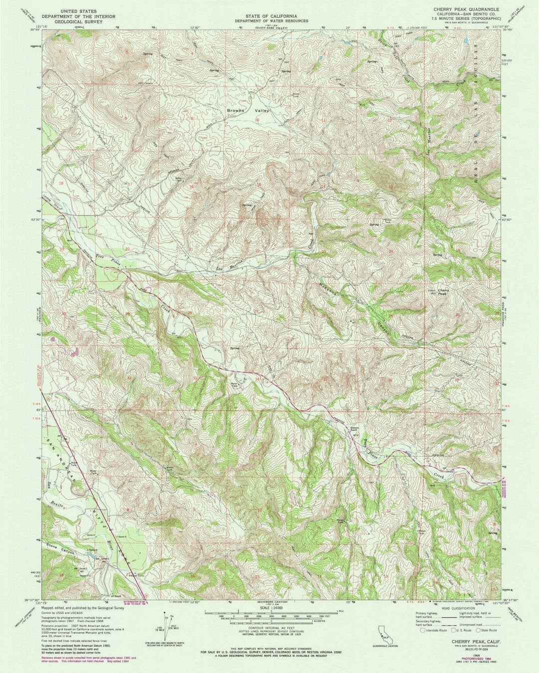 1968 Cherry Peak, CA - California - USGS Topographic Map