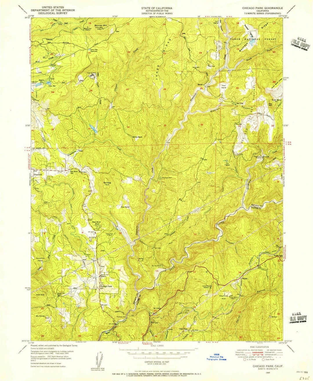 1949 Chicago Park, CA - California - USGS Topographic Map