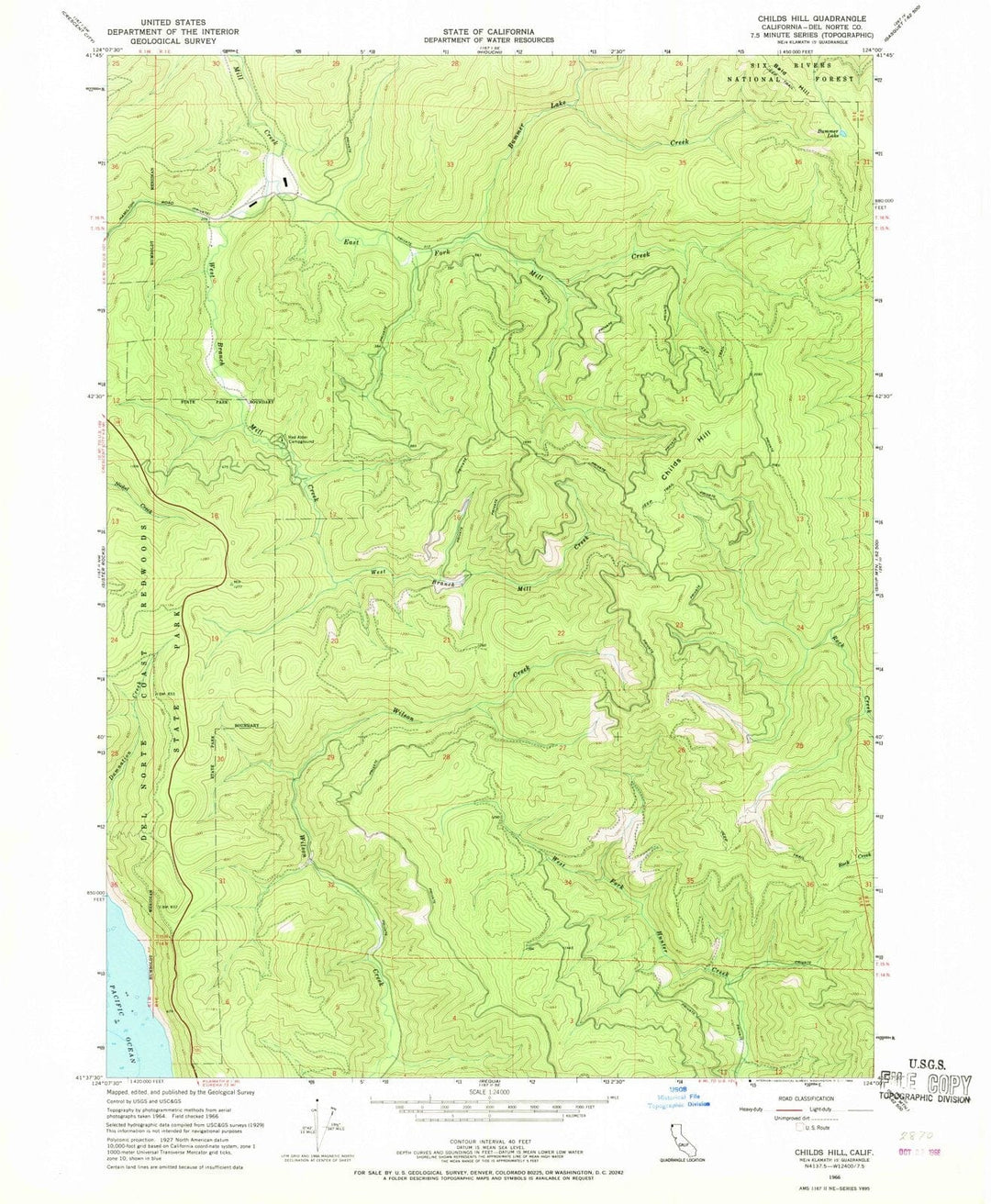 1966 Childs Hill, CA - California - USGS Topographic Map