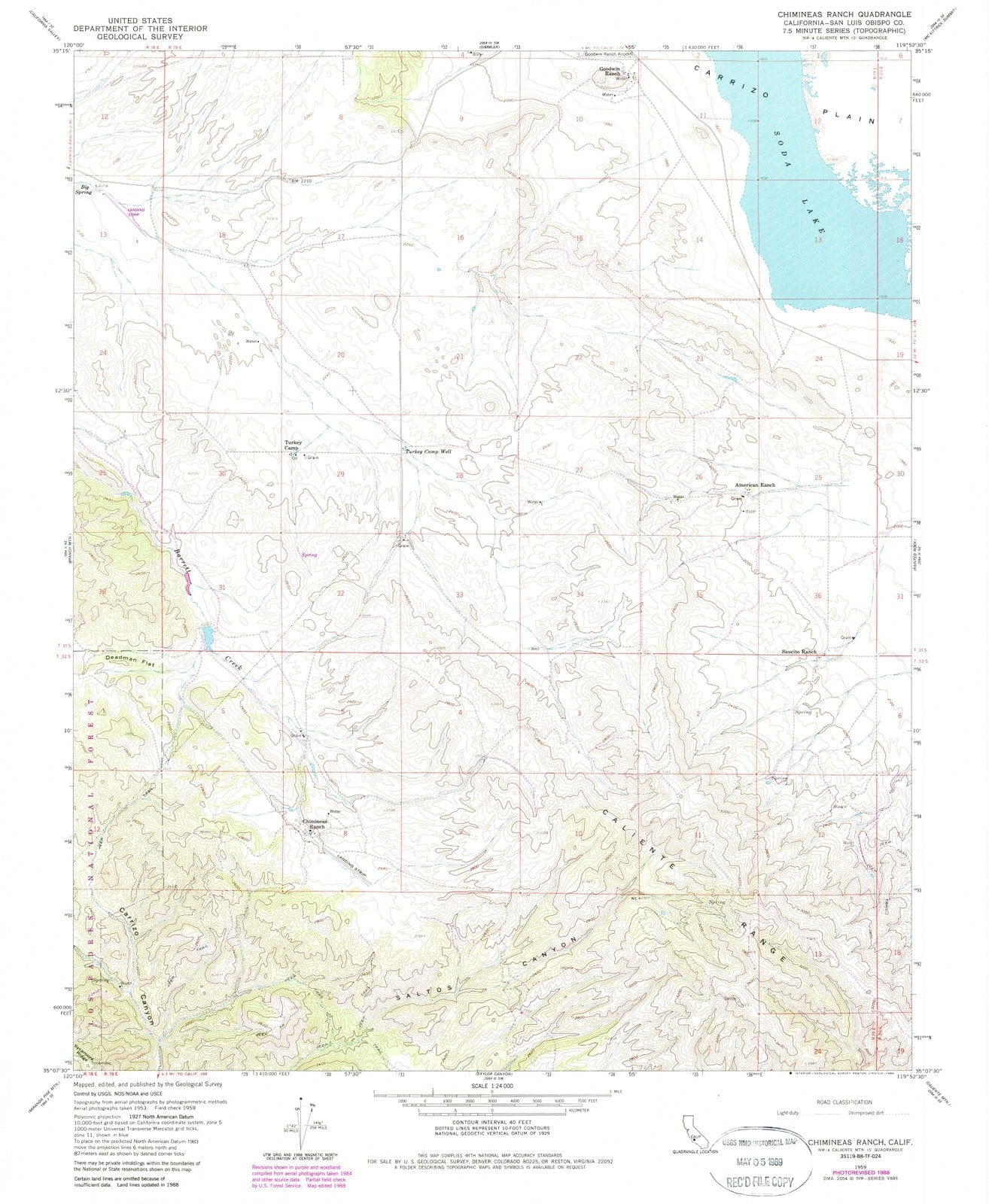 1959 Chimineas Ranch, CA - California - USGS Topographic Map