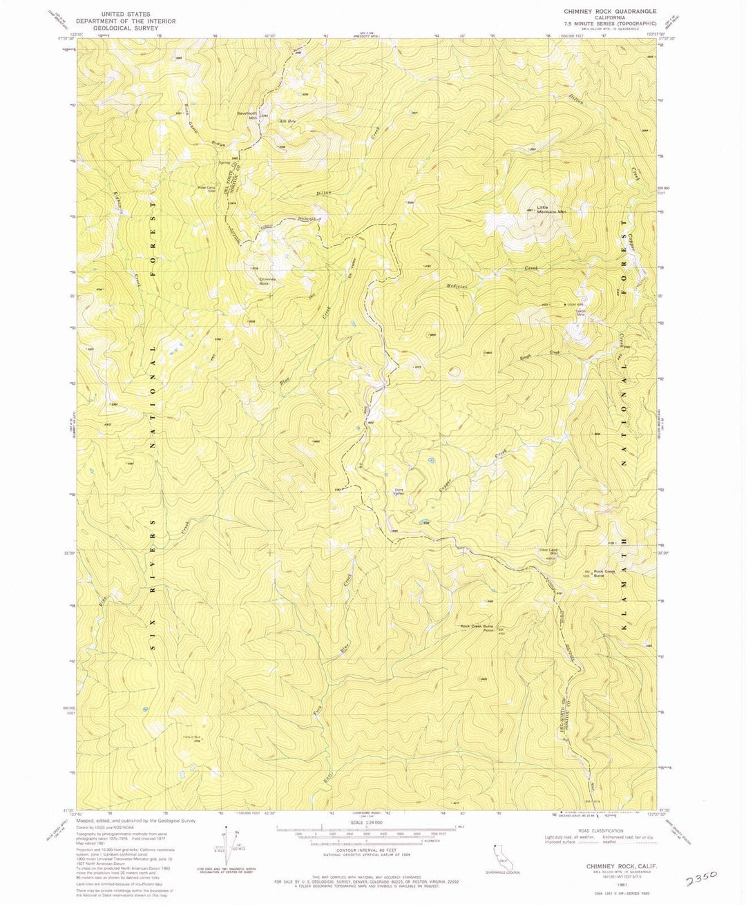 1981 Chimney Rock, CA - California - USGS Topographic Map