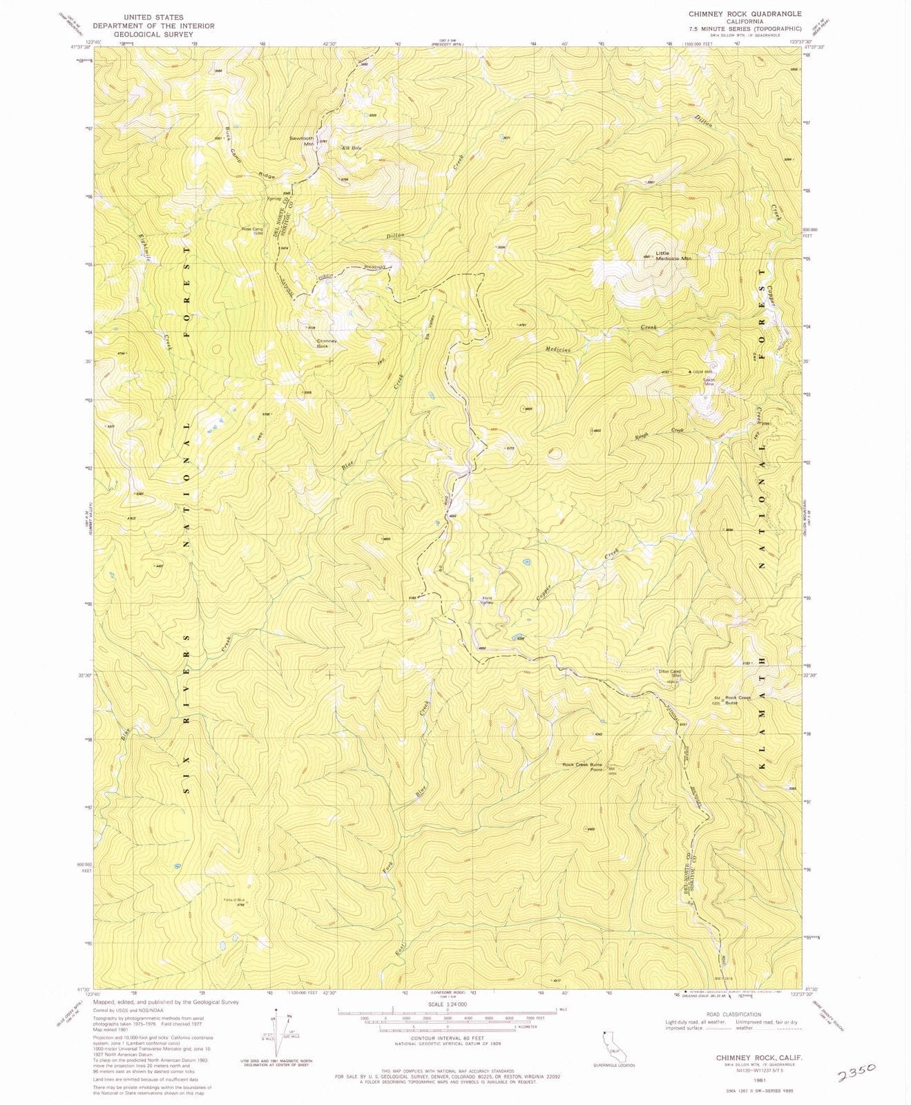1981 Chimney Rock, CA - California - USGS Topographic Map