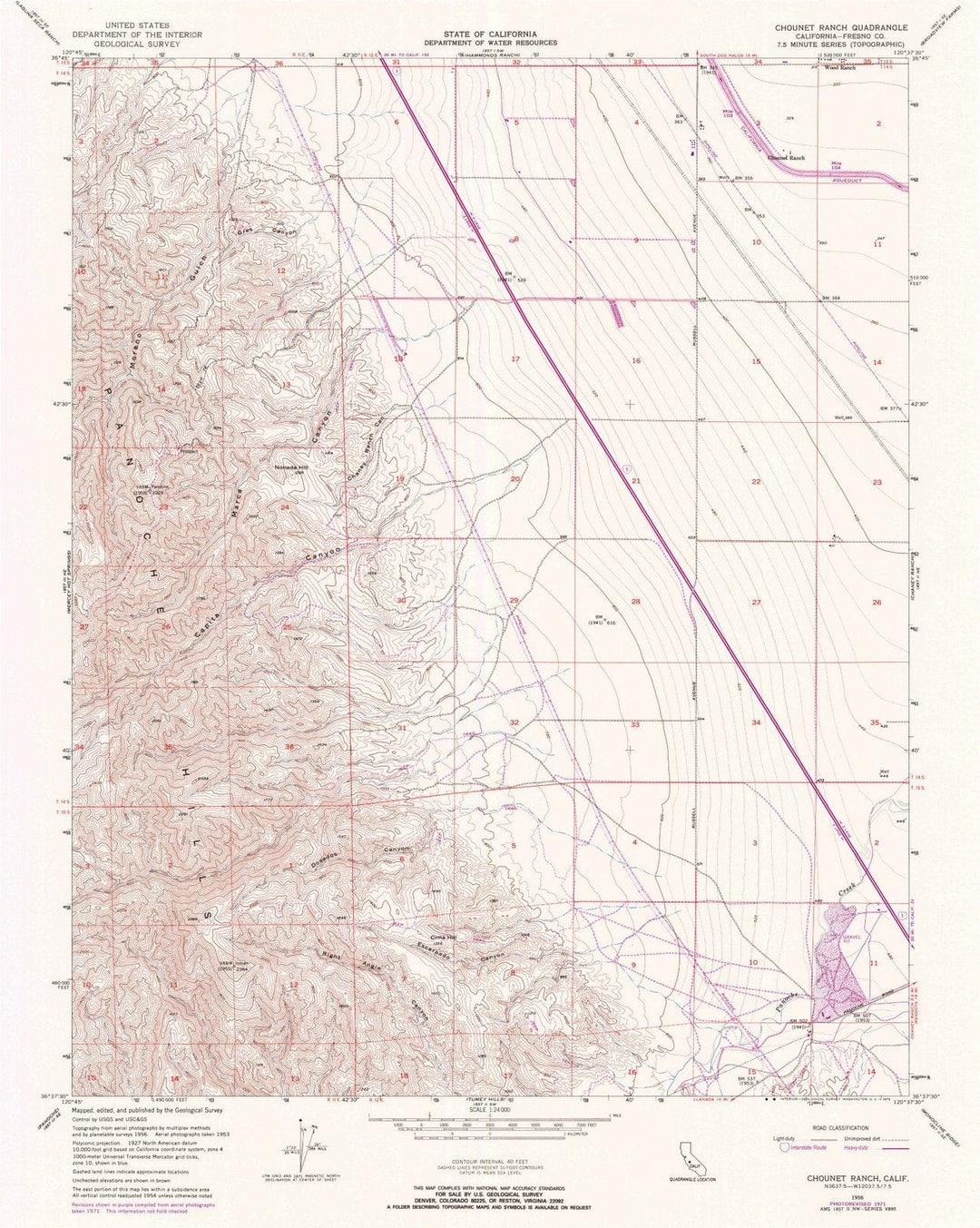 1956 Chounet Ranch, CA - California - USGS Topographic Map