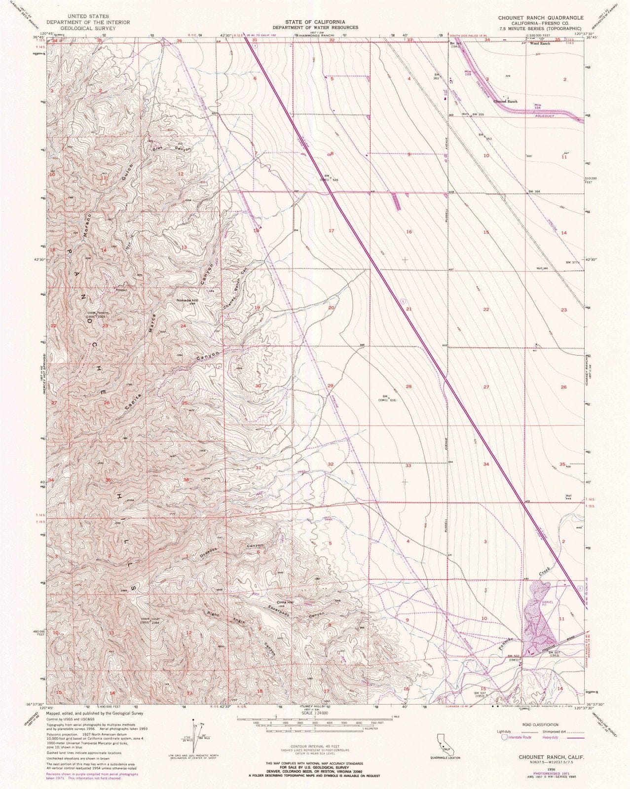 1956 Chounet Ranch, CA - California - USGS Topographic Map