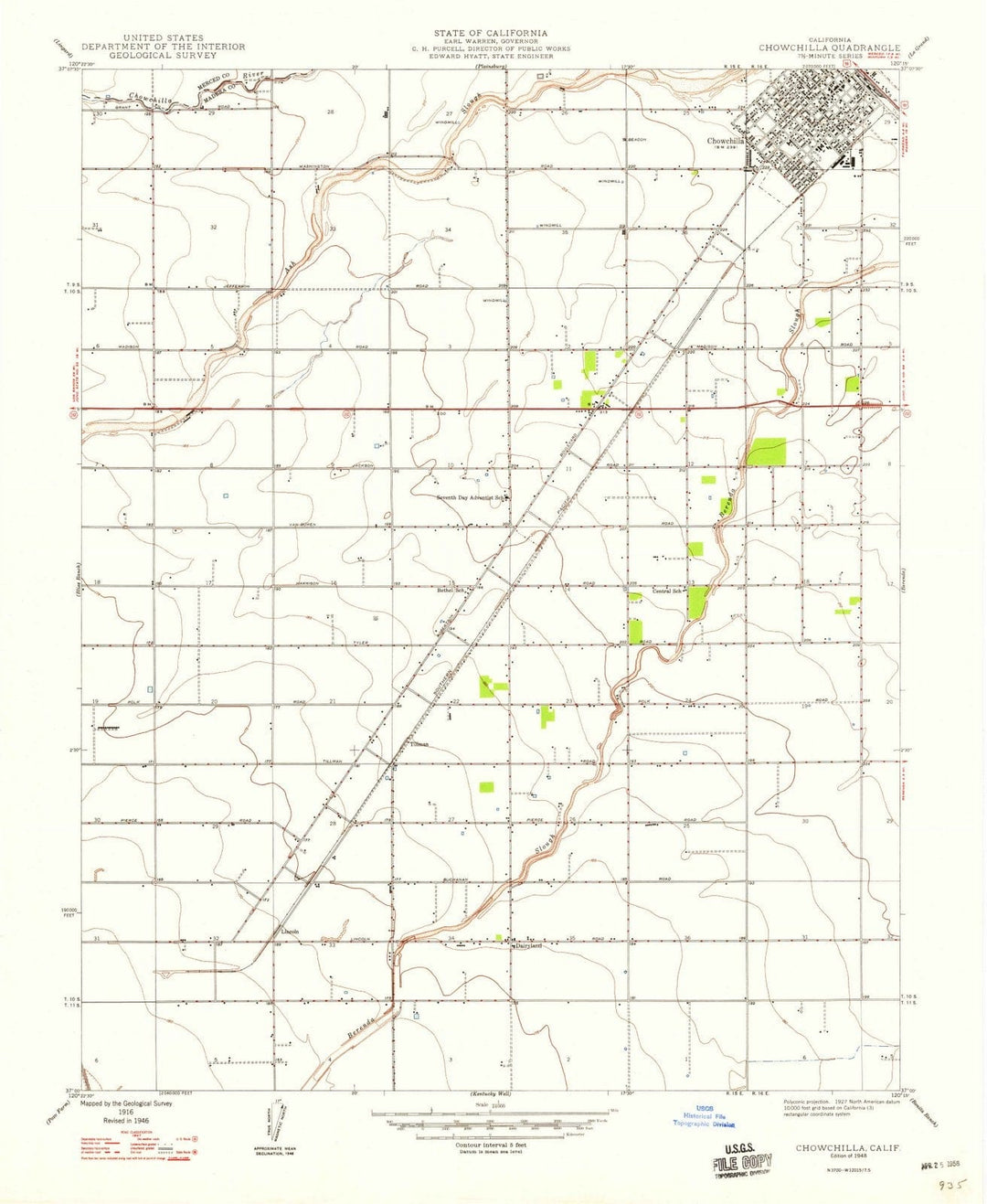 1948 Chowchilla, CA - California - USGS Topographic Map