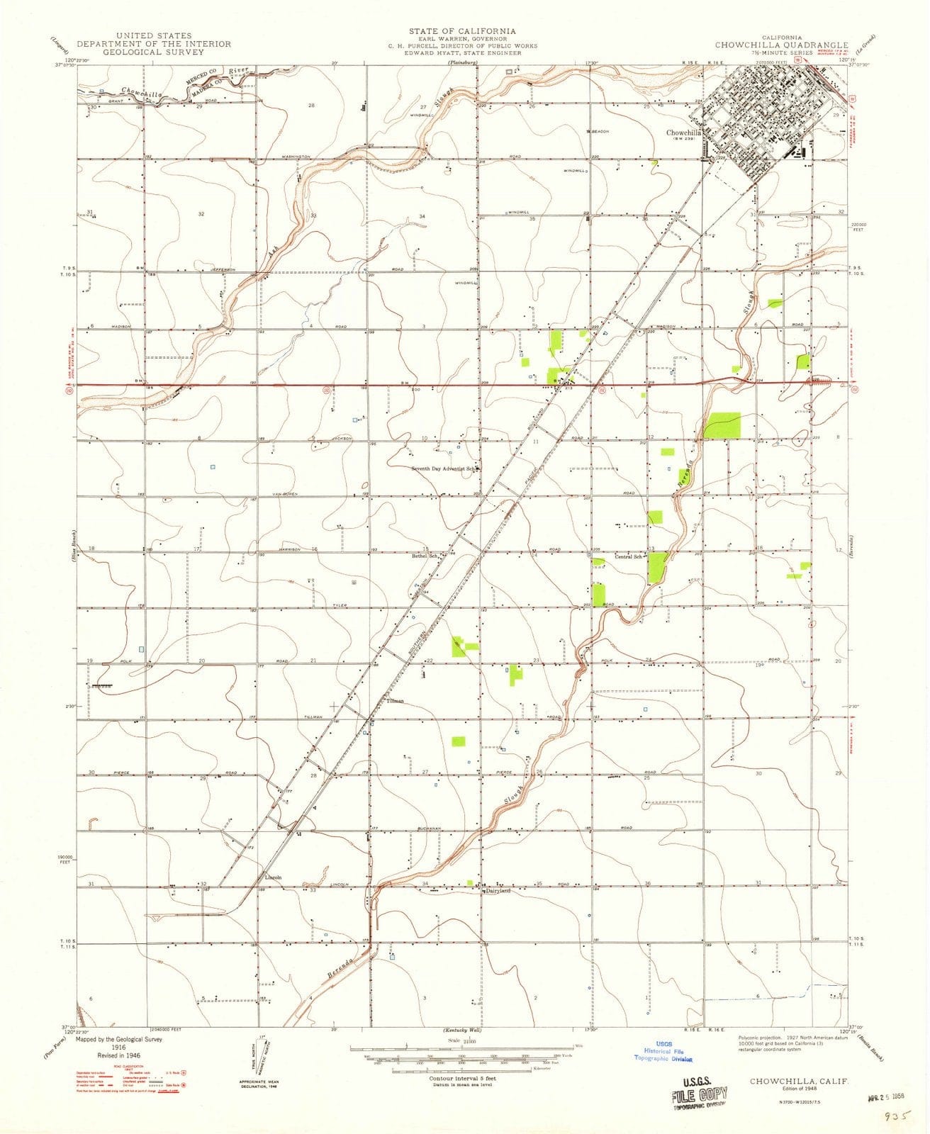 1948 Chowchilla, CA - California - USGS Topographic Map