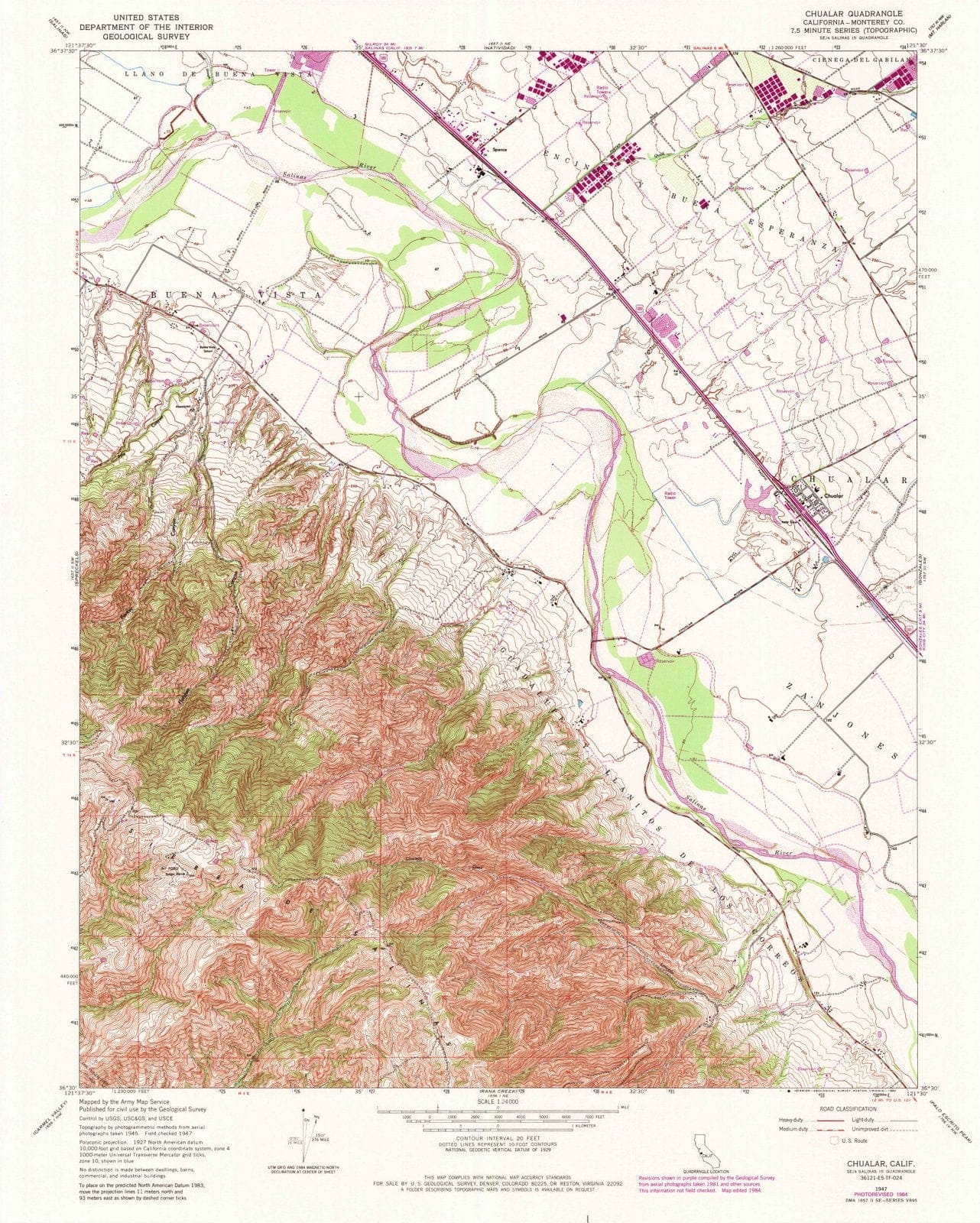 1947 Chualar, CA - California - USGS Topographic Map