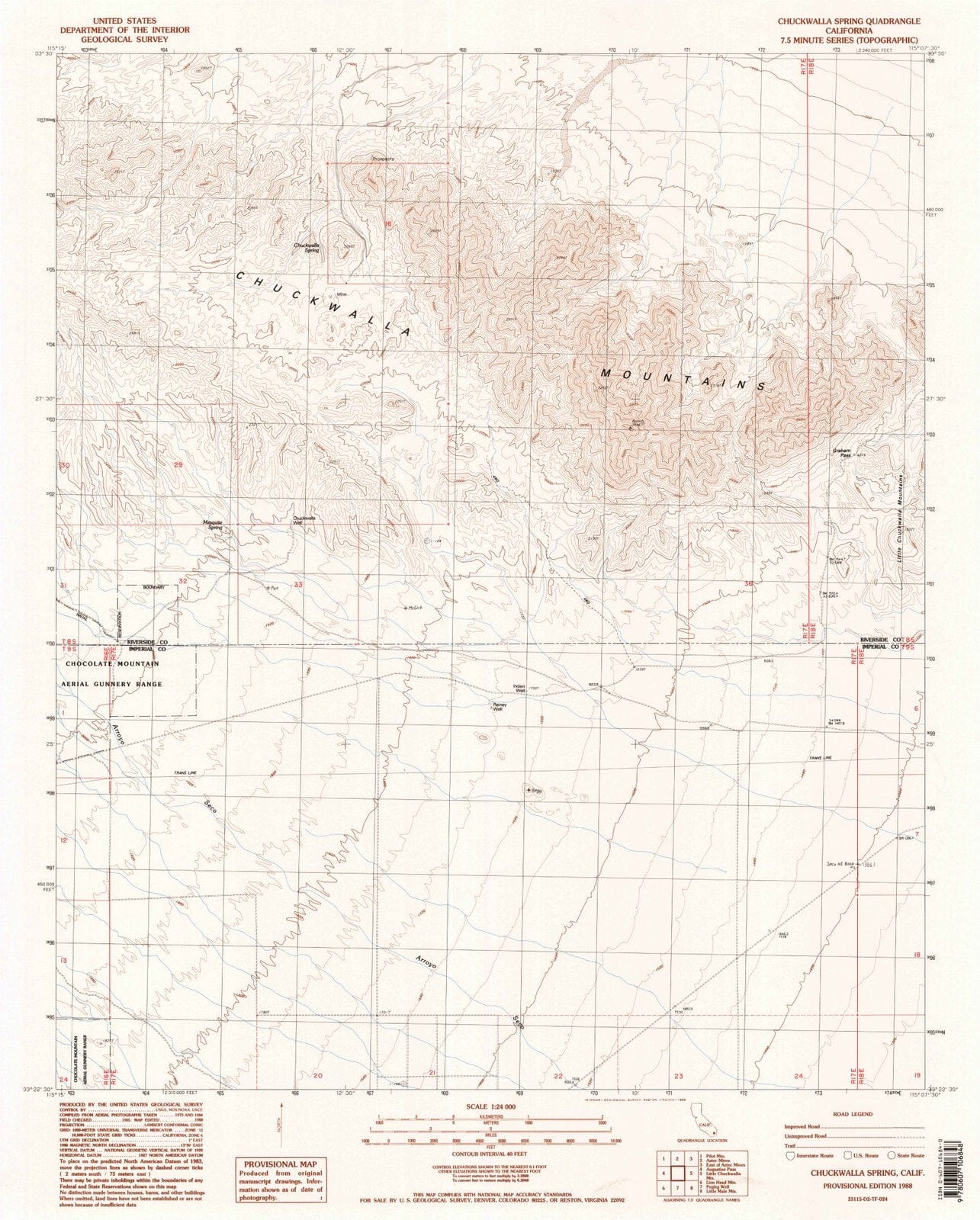 1988 Chuckwalla Spring, CA - California - USGS Topographic Map