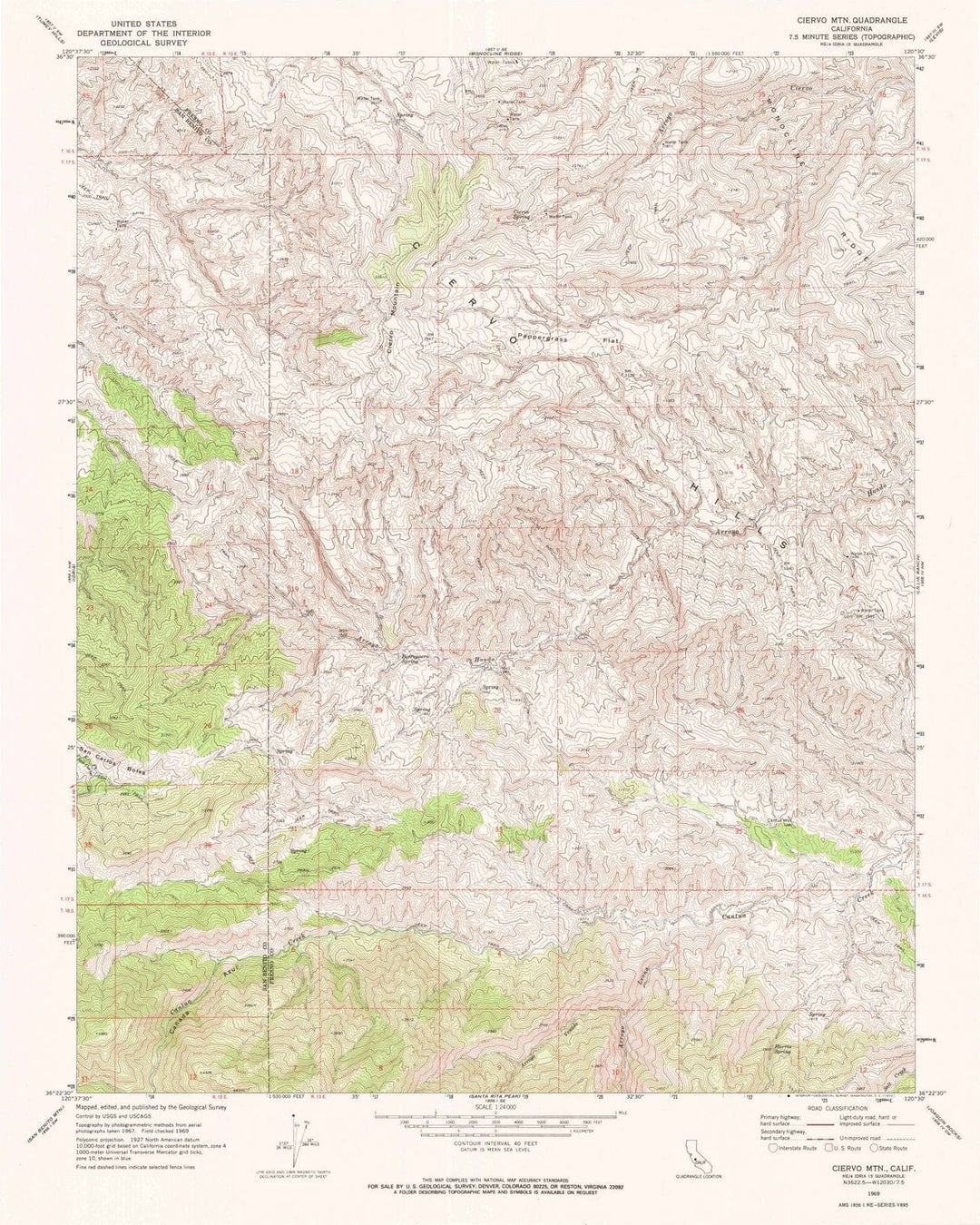 1969 Ciervo MTN, CA - California - USGS Topographic Map