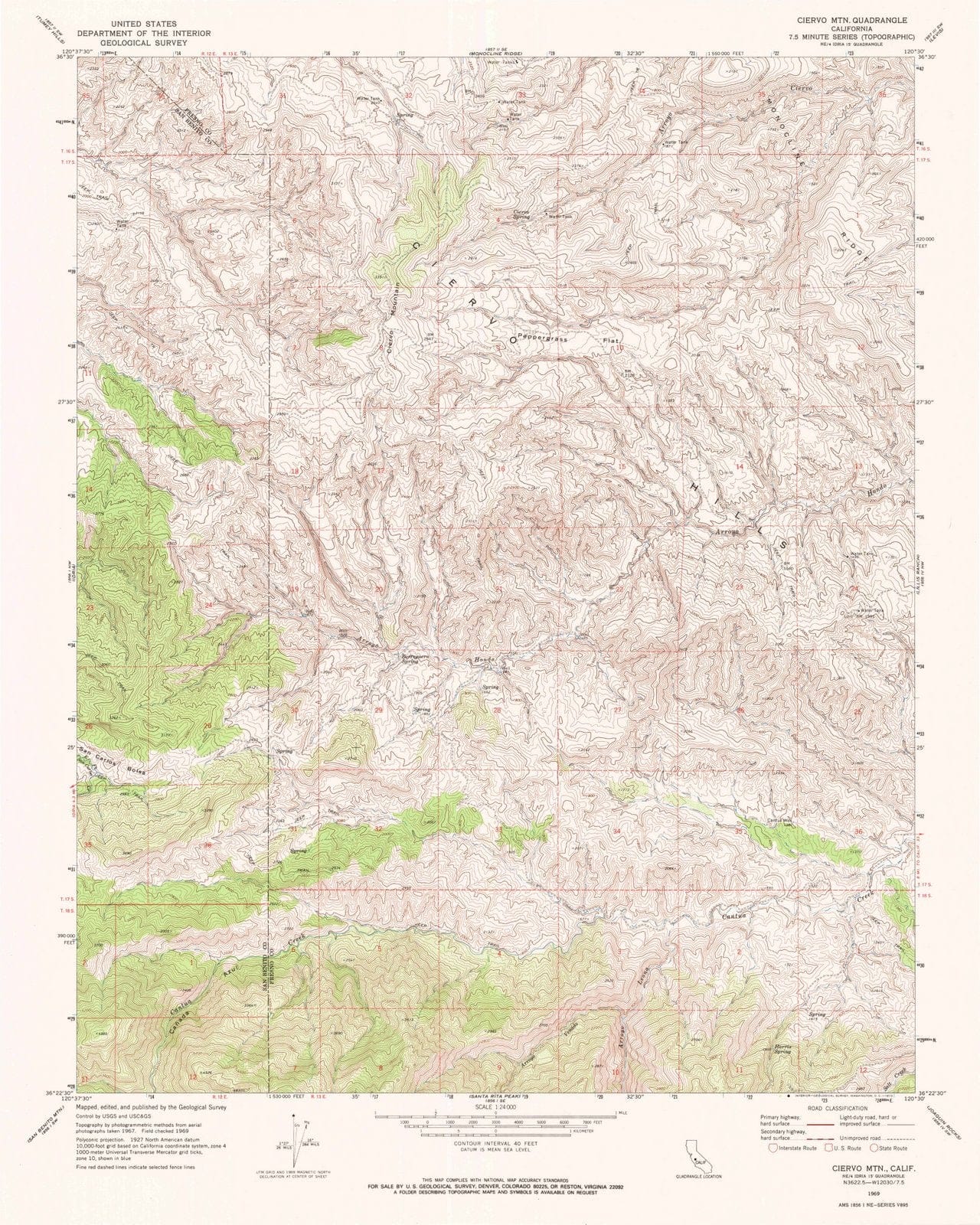 1969 Ciervo MTN, CA - California - USGS Topographic Map