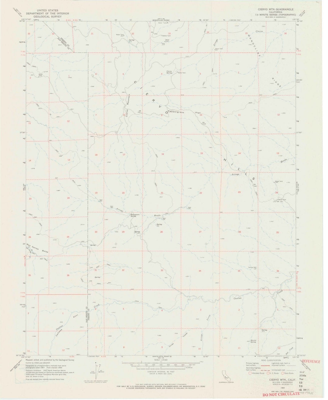 1969 Ciervo MTN, CA - California - USGS Topographic Map v2