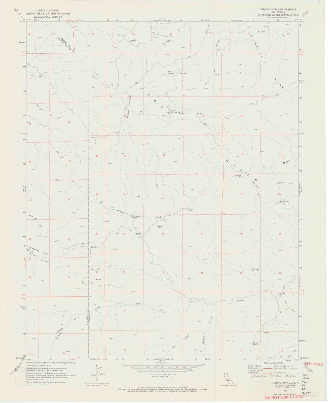 1969 Ciervo MTN, CA - California - USGS Topographic Map v2