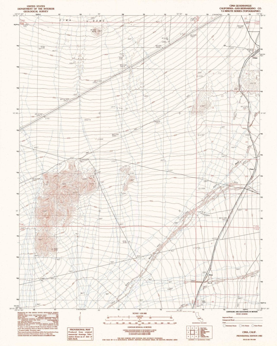 1983 CIMA, CA - California - USGS Topographic Map