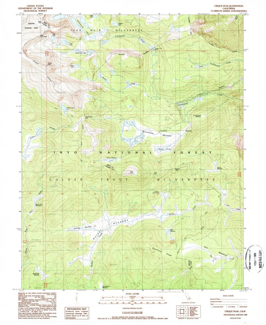 1988 Cirque Peak, CA - California - USGS Topographic Map