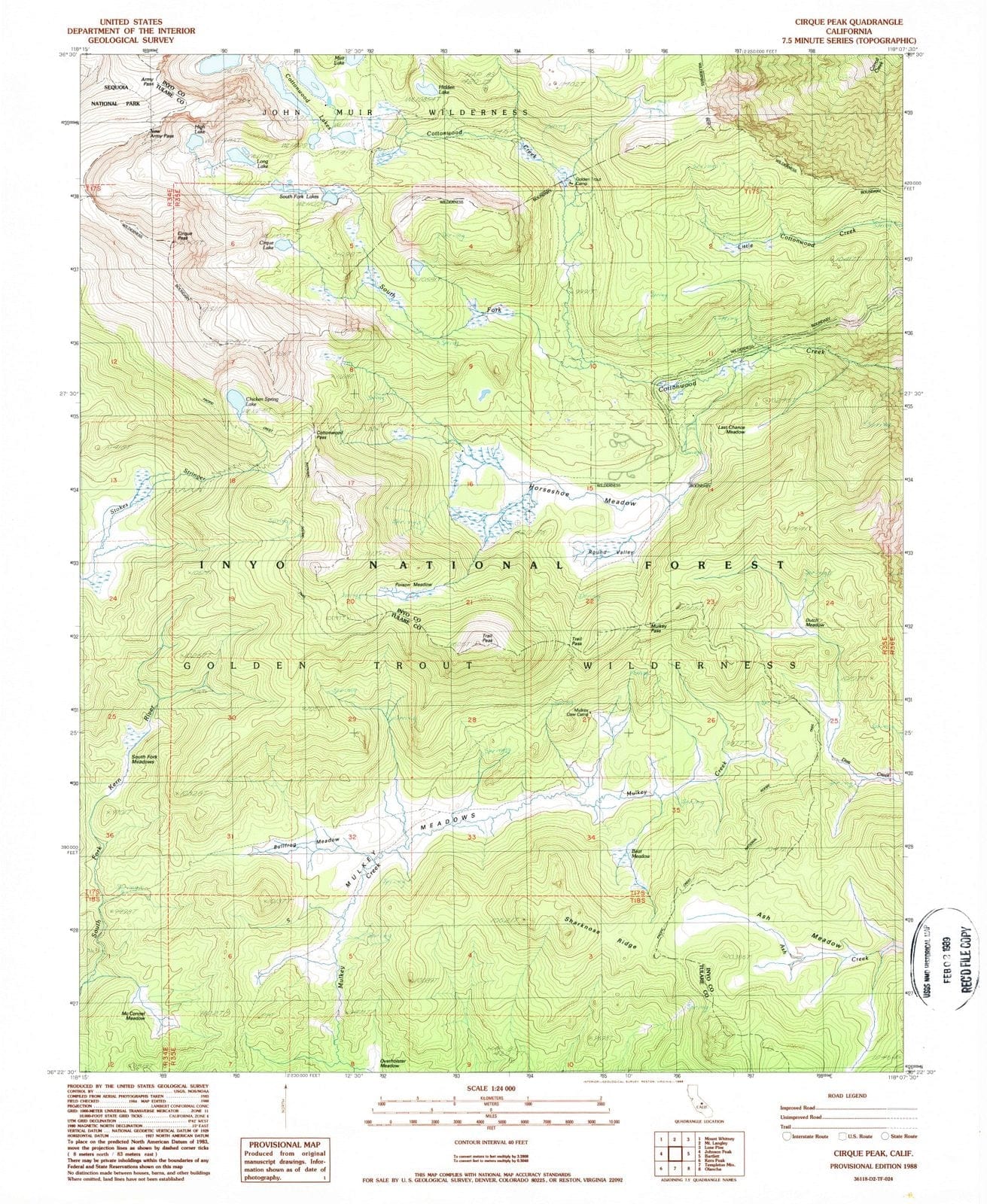 1988 Cirque Peak, CA - California - USGS Topographic Map