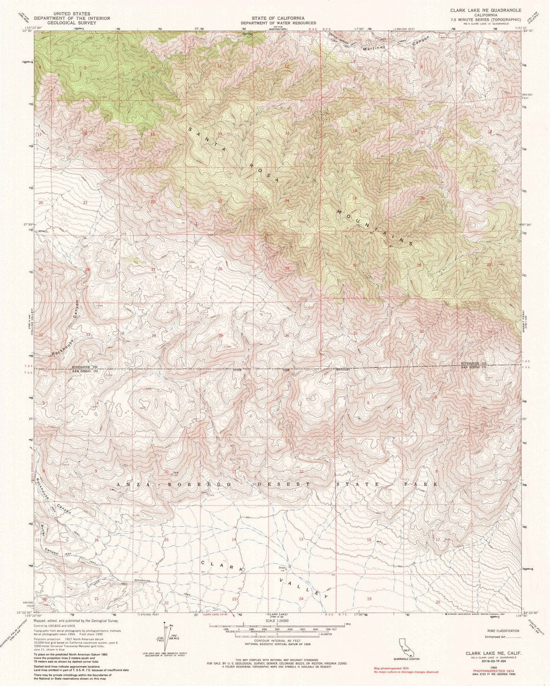1960 Clark Lake, CA - California - USGS Topographic Map