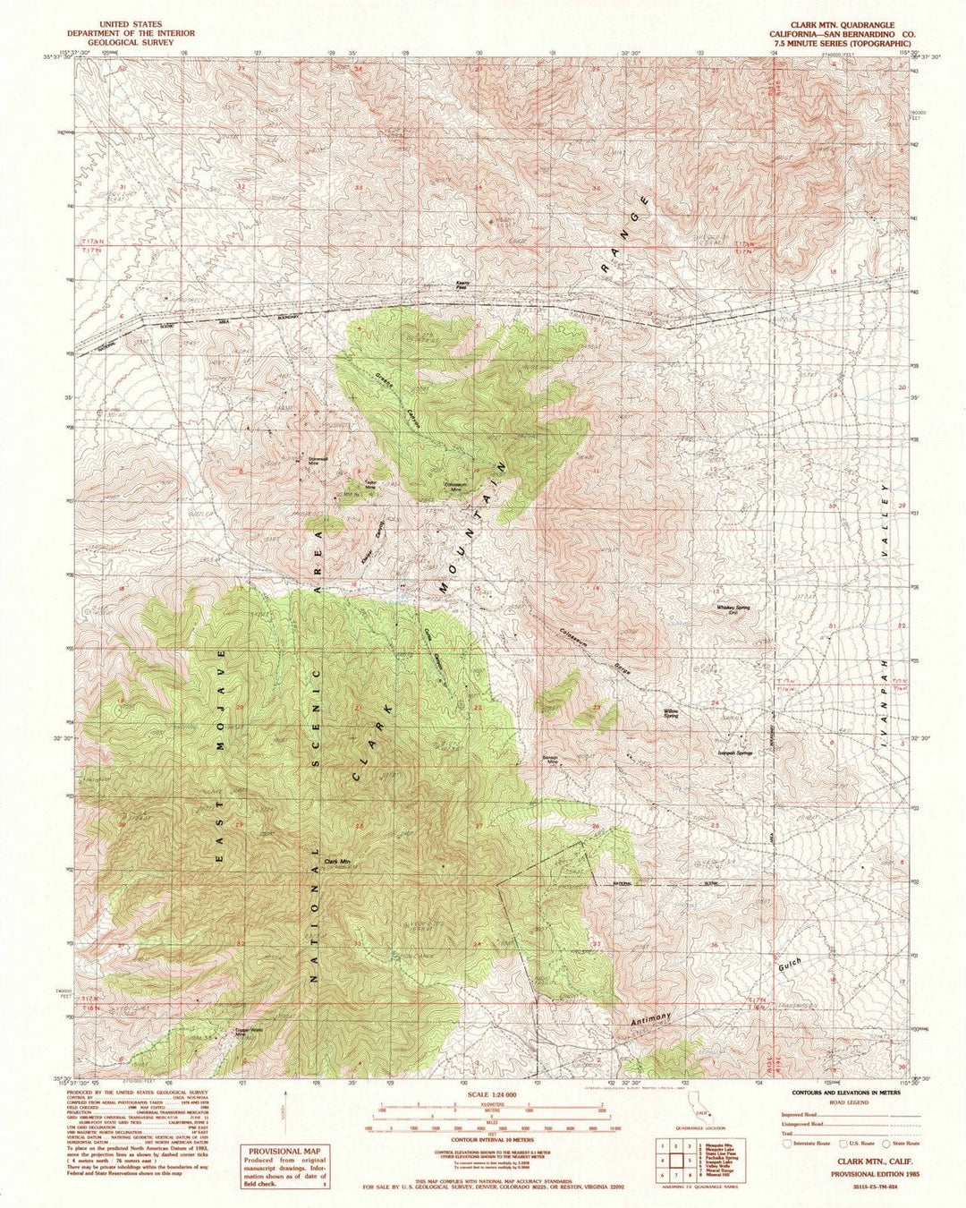 1985 Clark MTN, CA - California - USGS Topographic Map