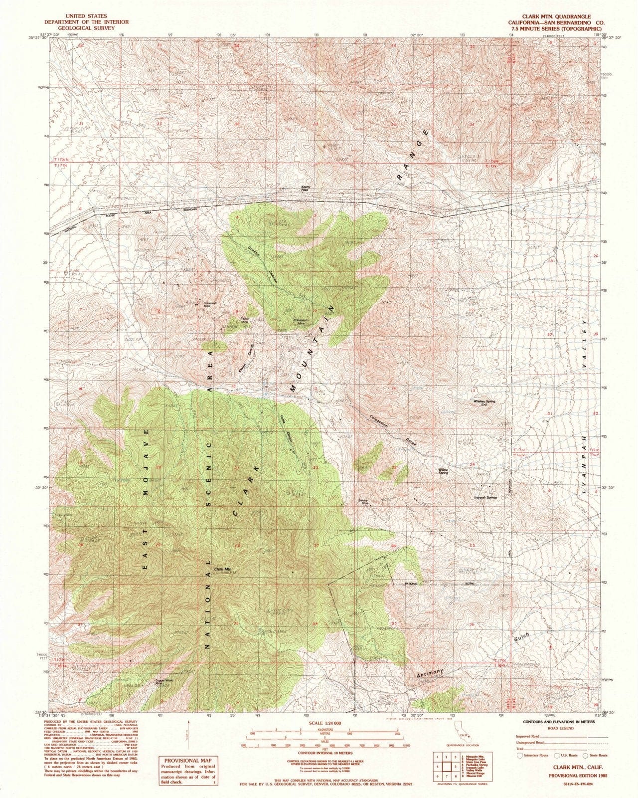 1985 Clark MTN, CA - California - USGS Topographic Map