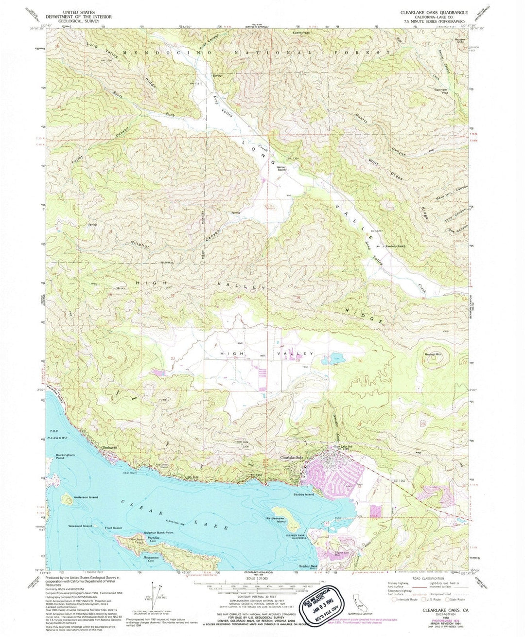 1958 Clearlake, CA - California - USGS Topographic Map v2