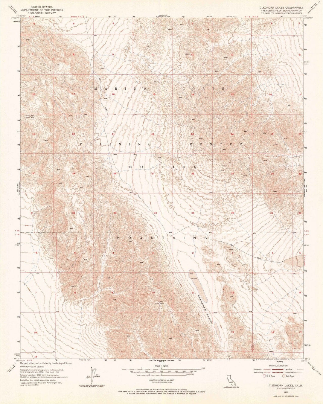 1955 Cleghorn Lakes, CA - California - USGS Topographic Map