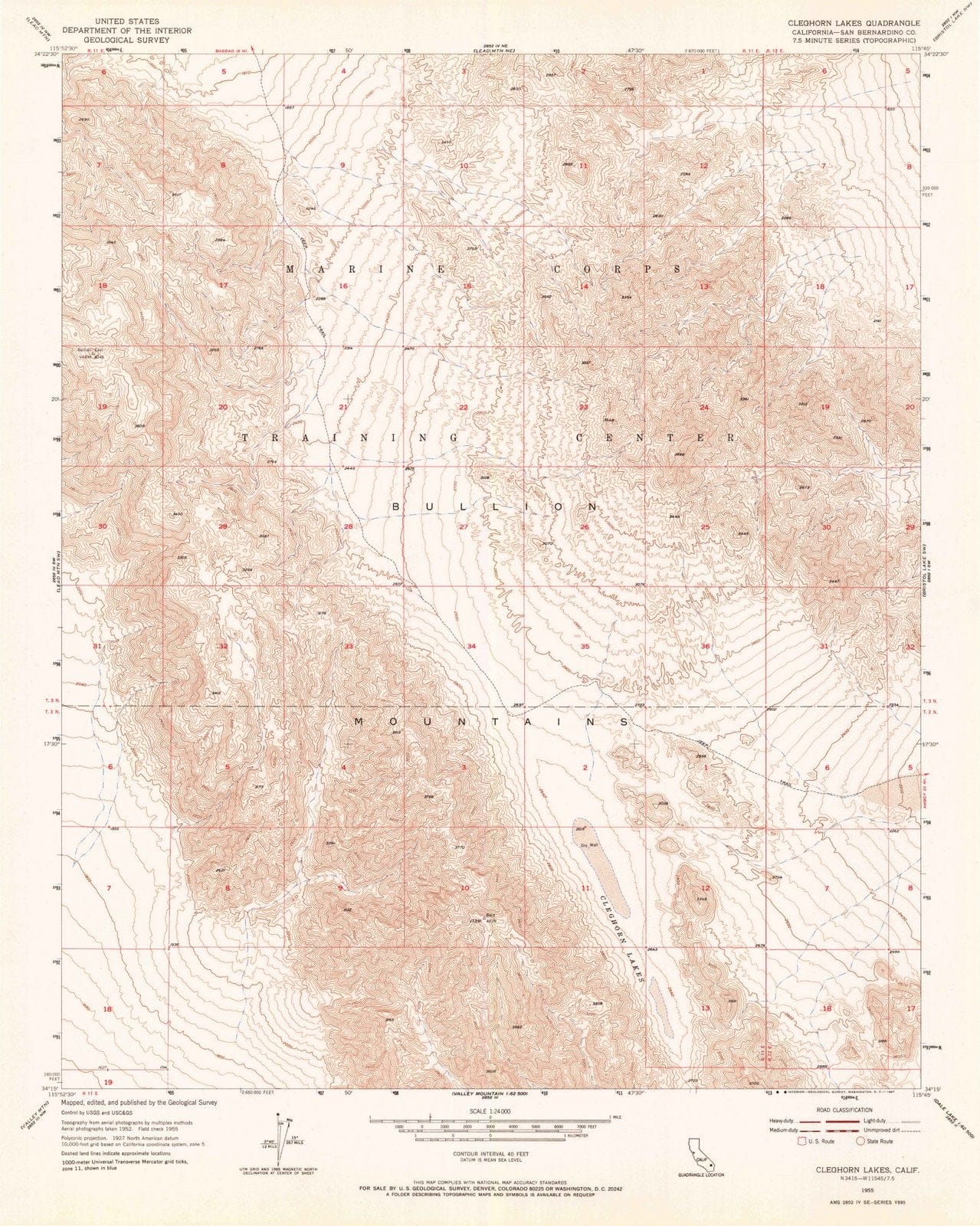 1955 Cleghorn Lakes, CA - California - USGS Topographic Map