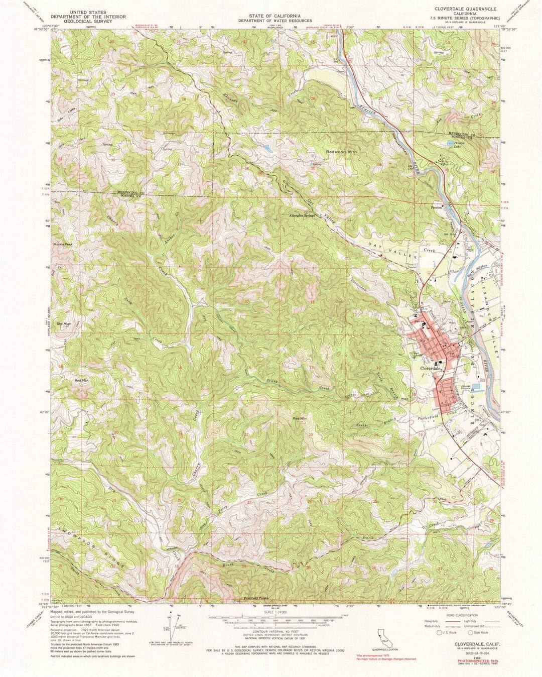 1960 Cloverdale, CA - California - USGS Topographic Map