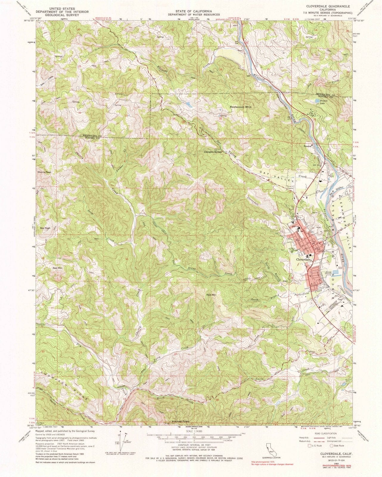 1960 Cloverdale, CA - California - USGS Topographic Map