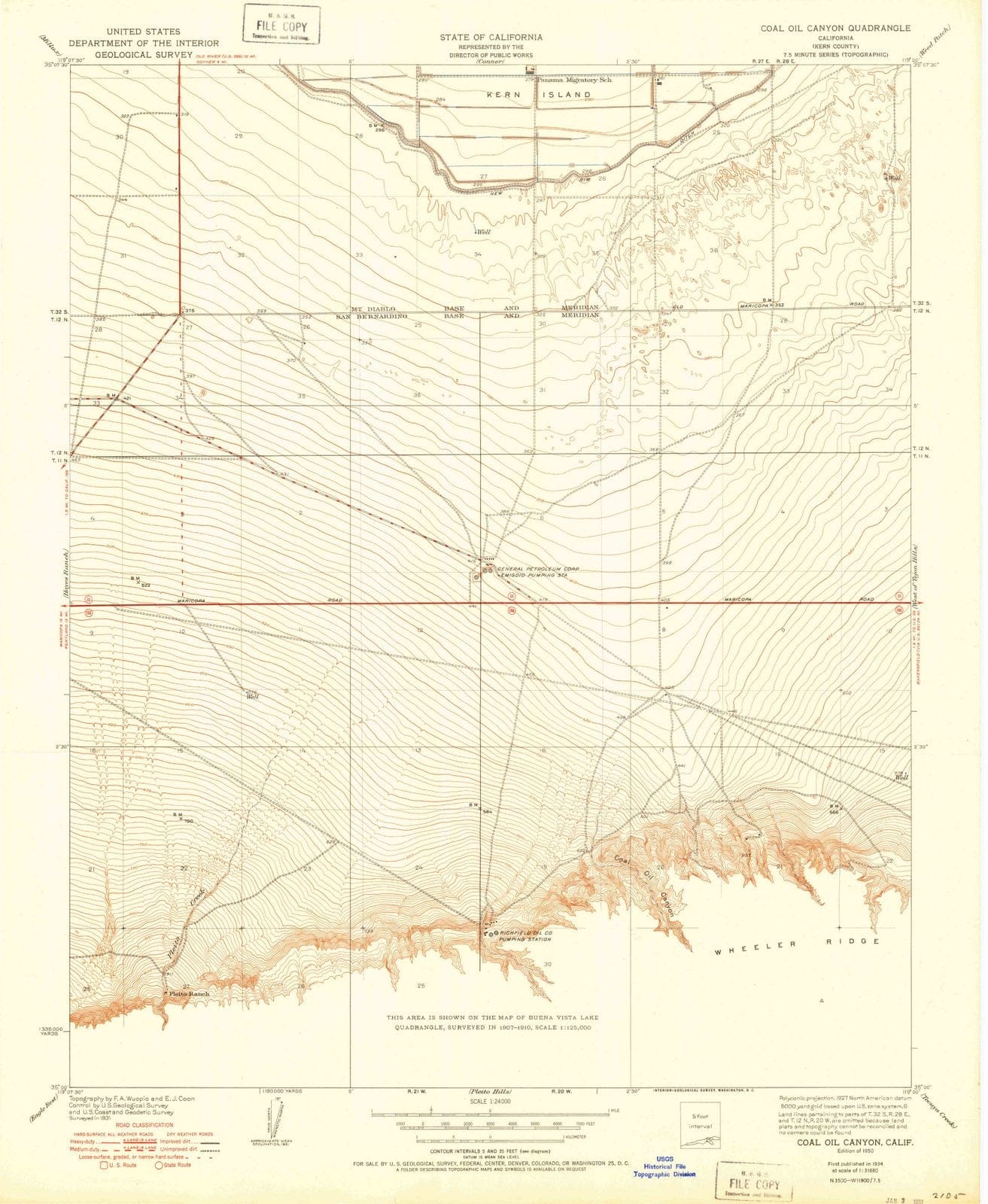 1950 Coal Oil Canyon, CA - California - USGS Topographic Map