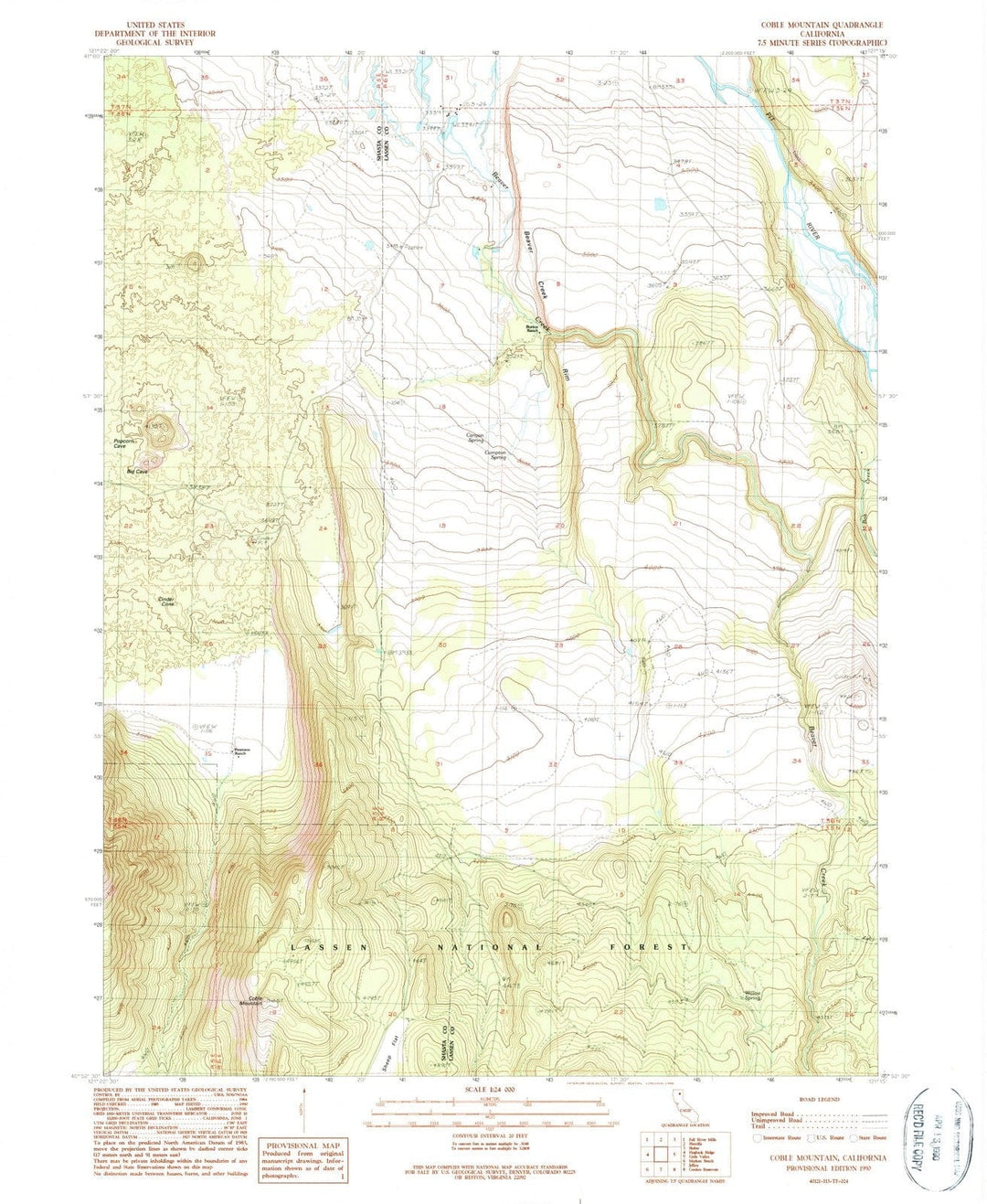 1990 Coble Mountain, CA - California - USGS Topographic Map