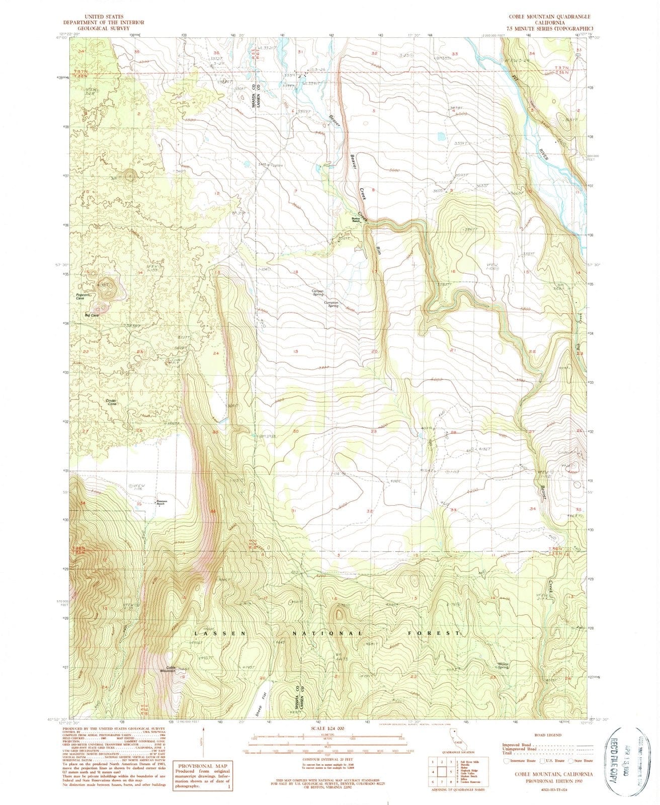 1990 Coble Mountain, CA - California - USGS Topographic Map