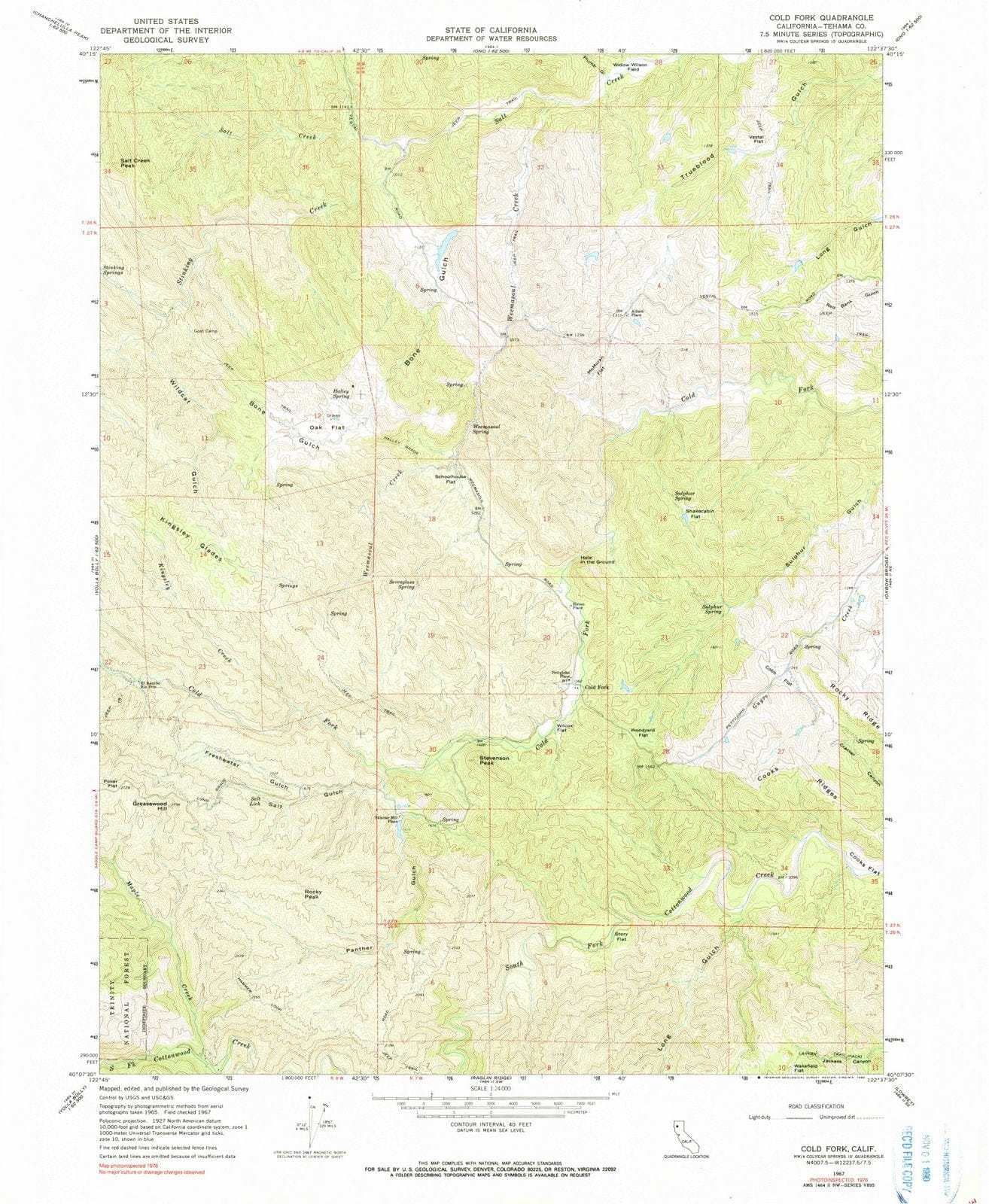 1967 Cold Fork, CA - California - USGS Topographic Map