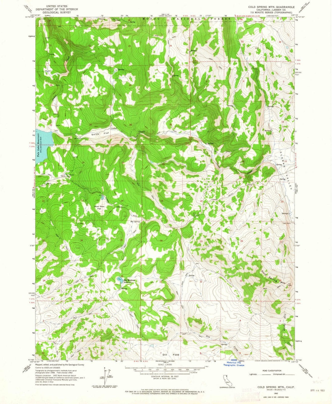 1962 Cold Spring MTN, CA - California - USGS Topographic Map
