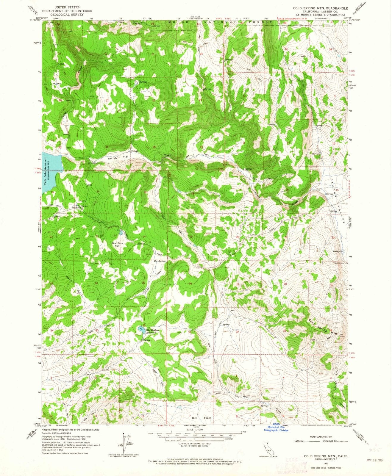 1962 Cold Spring MTN, CA - California - USGS Topographic Map