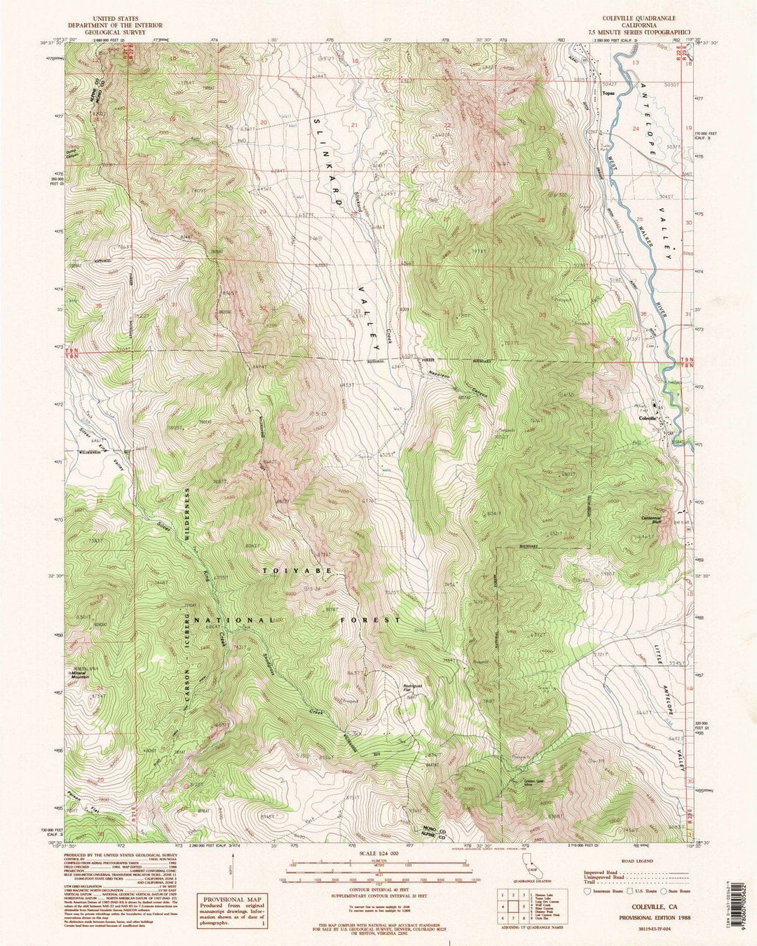 1988 Coleville, CA - California - USGS Topographic Map