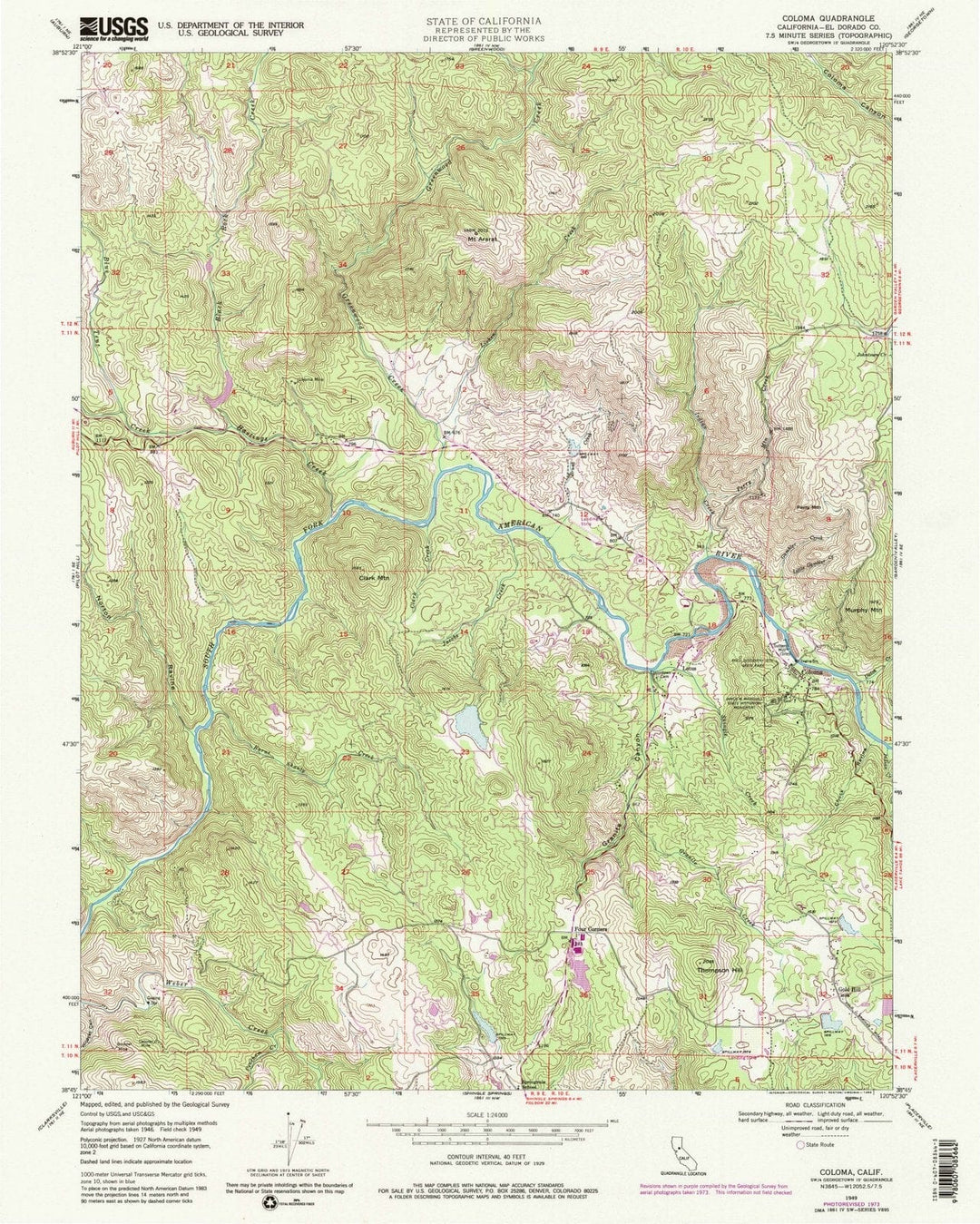 1949 Coloma, CA - California - USGS Topographic Map