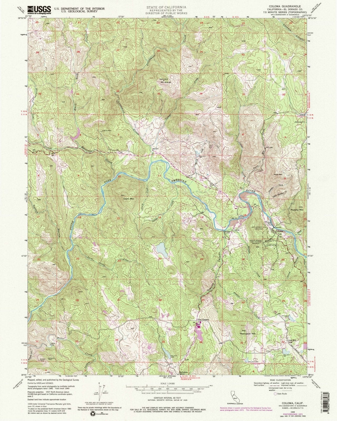 1949 Coloma, CA - California - USGS Topographic Map