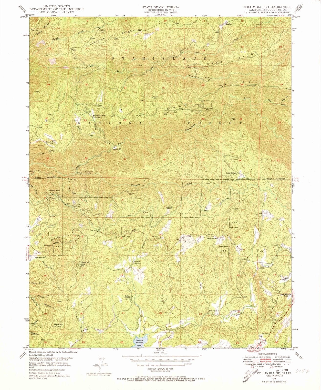 1948 Columbia, CA - California - USGS Topographic Map v2