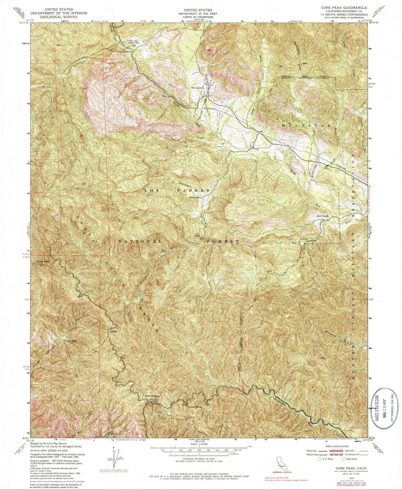 1949 Cone Peak, CA - California - USGS Topographic Map