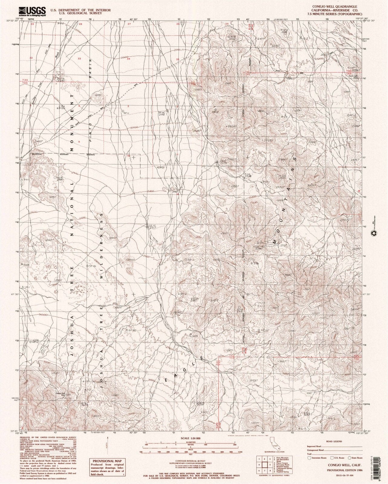 1986 Conejo Well, CA - California - USGS Topographic Map