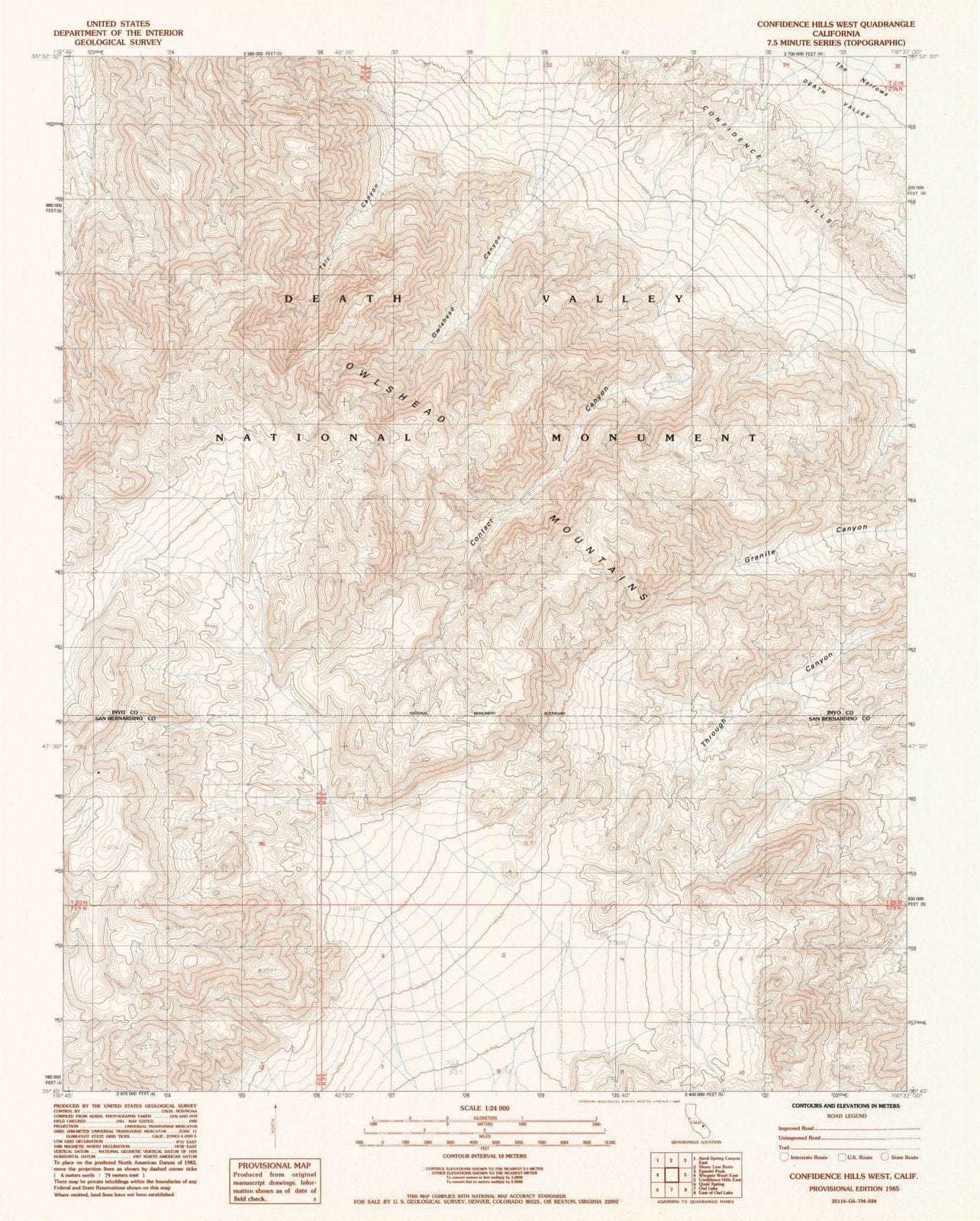 1985 Confidence Hills West, CA - California - USGS Topographic Map