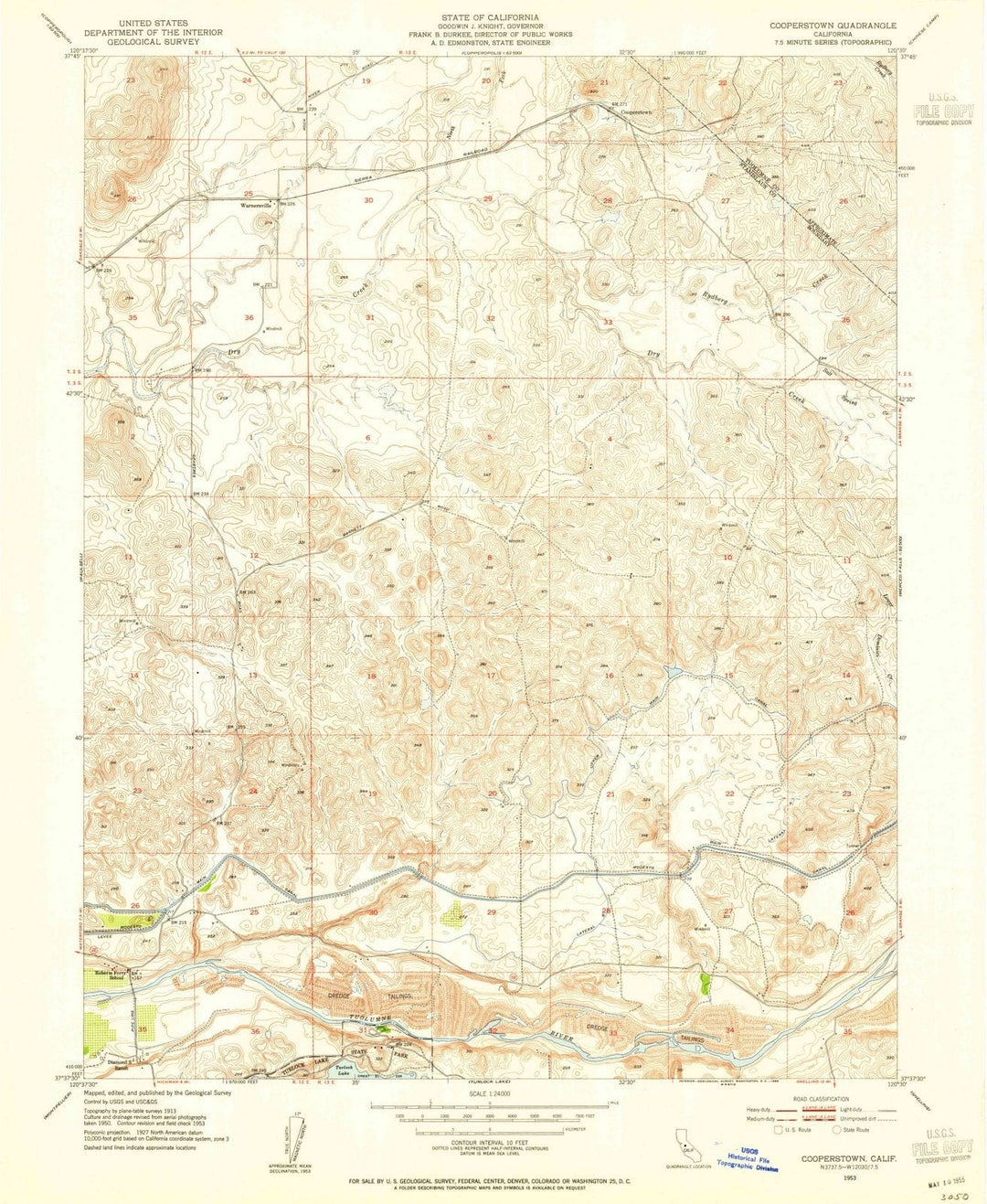 1953 Cooperstown, CA - California - USGS Topographic Map
