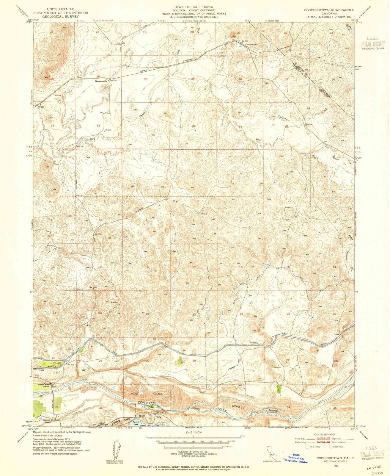 1953 Cooperstown, CA - California - USGS Topographic Map