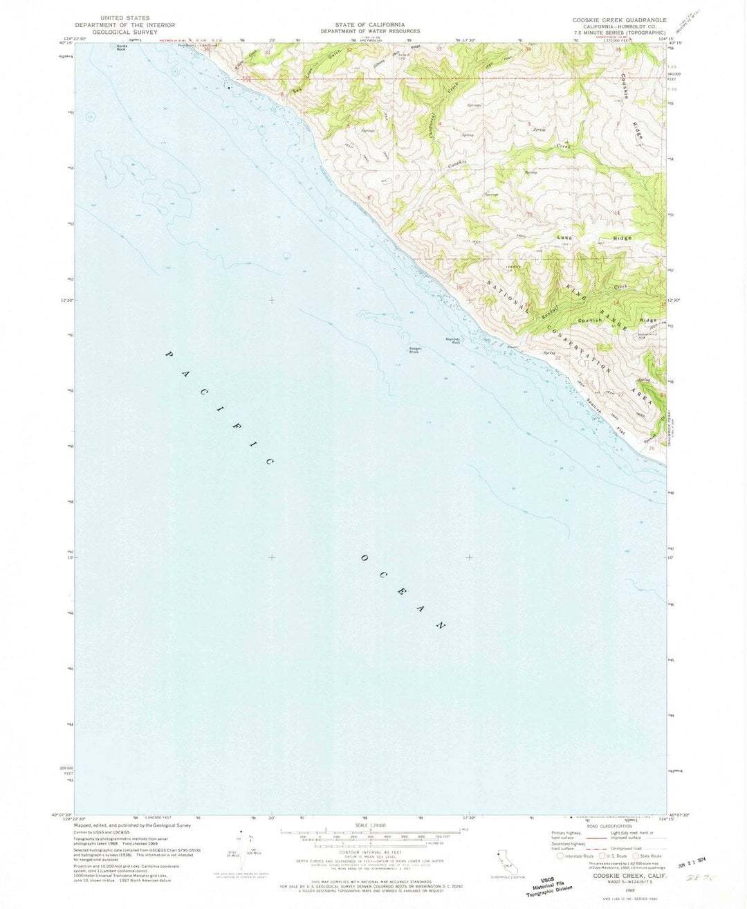 1969 Cooskie Creek, CA - California - USGS Topographic Map