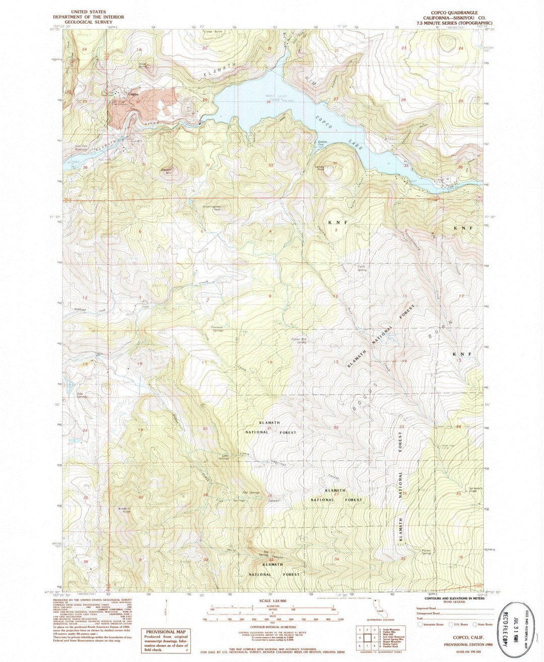 1984 Copco, CA - California - USGS Topographic Map